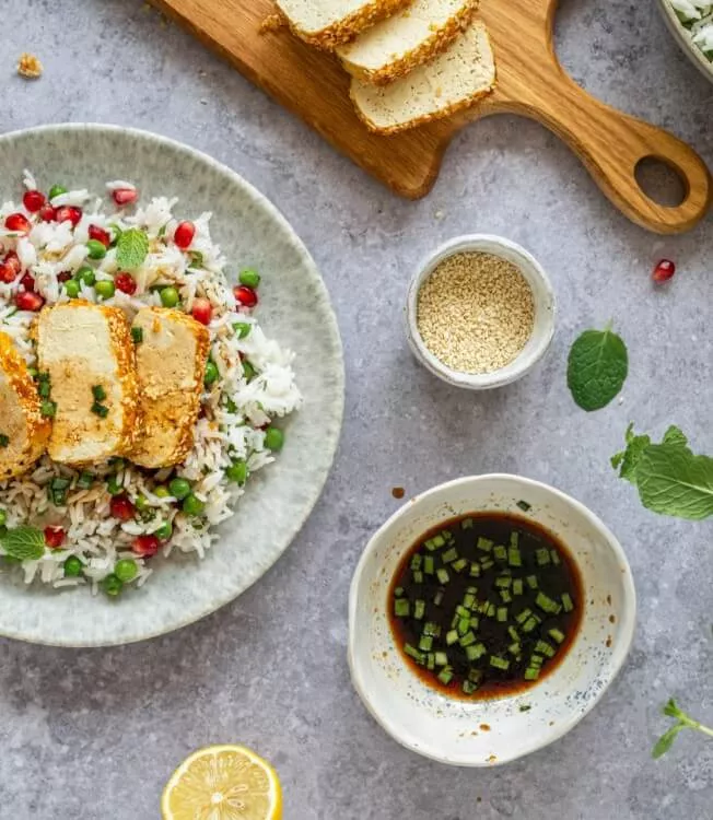Tofu Katsu au sésame et petits pois