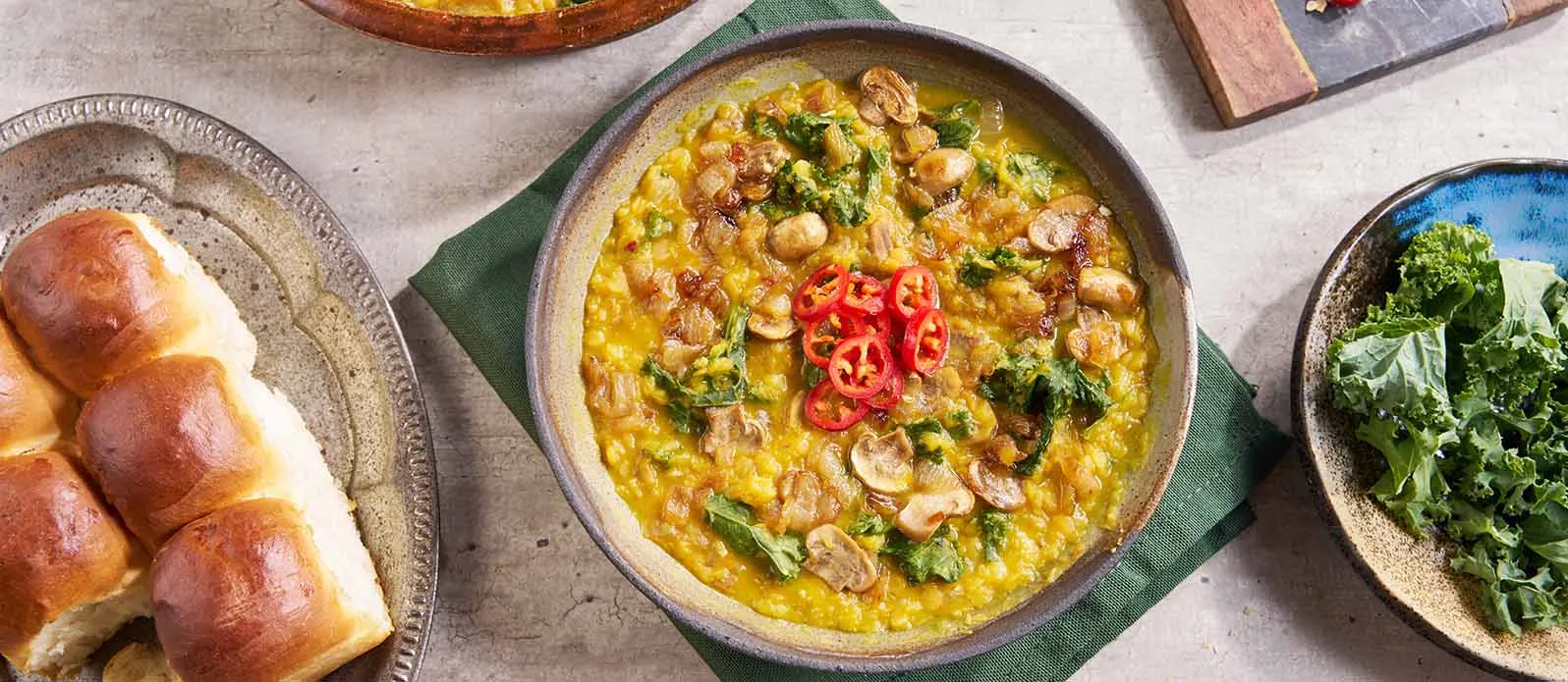 Dal de lentilles corail aux oignons et au mirin