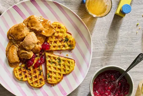 Tranches de veau et gaufres de patate douce