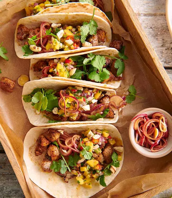 Tacos au porc et oignons confits