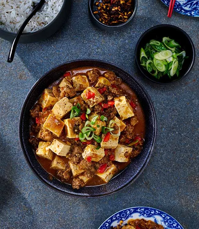 Mapo tofu au bœuf épicé et croustillant de piment