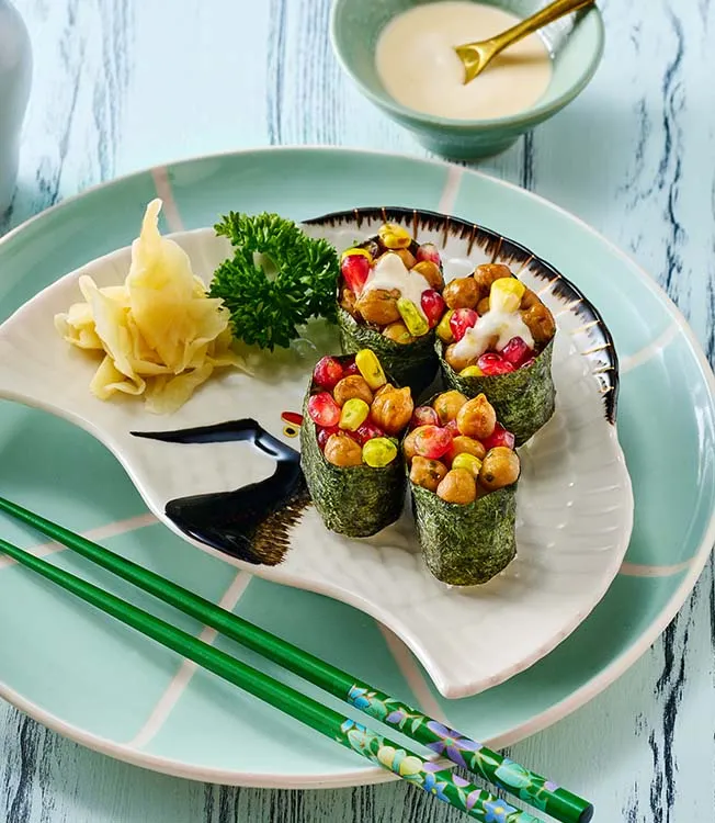 Sushi gunkan de pois chiches vegan