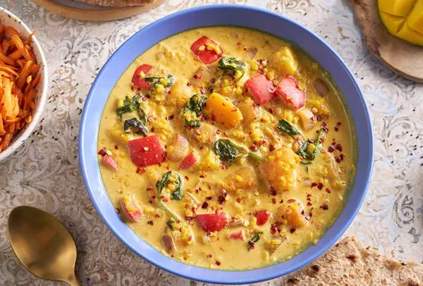 Moong dal avec potiron, mangue et noix de coco