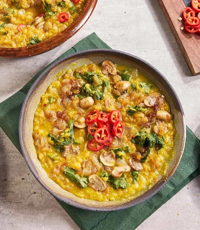 Dal de lentilles corail aux oignons et au mirin