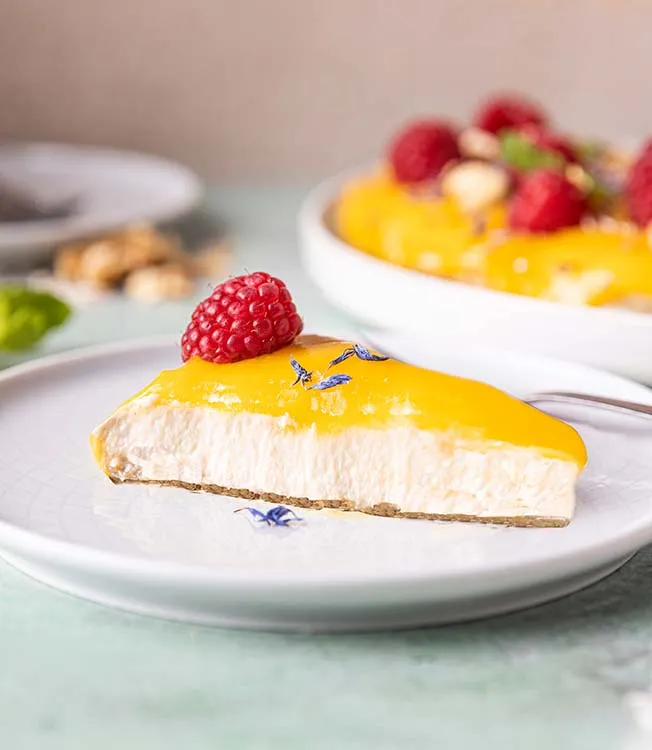Cheesecake vegan à la mousse de mangue