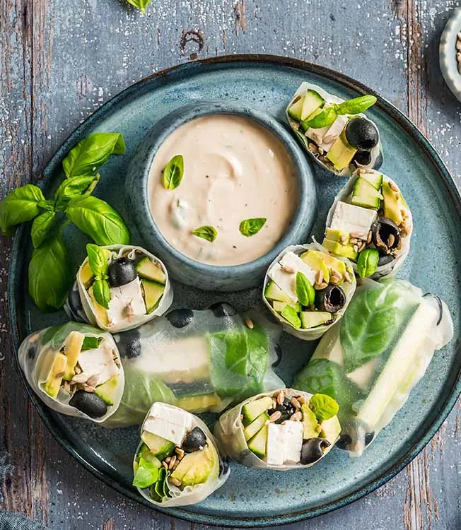 Rouleaux d’été végétariens aux olives et feta