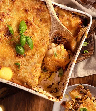 Lasagnes bœuf haché, épinards, piment et sauce soja Kikkoman