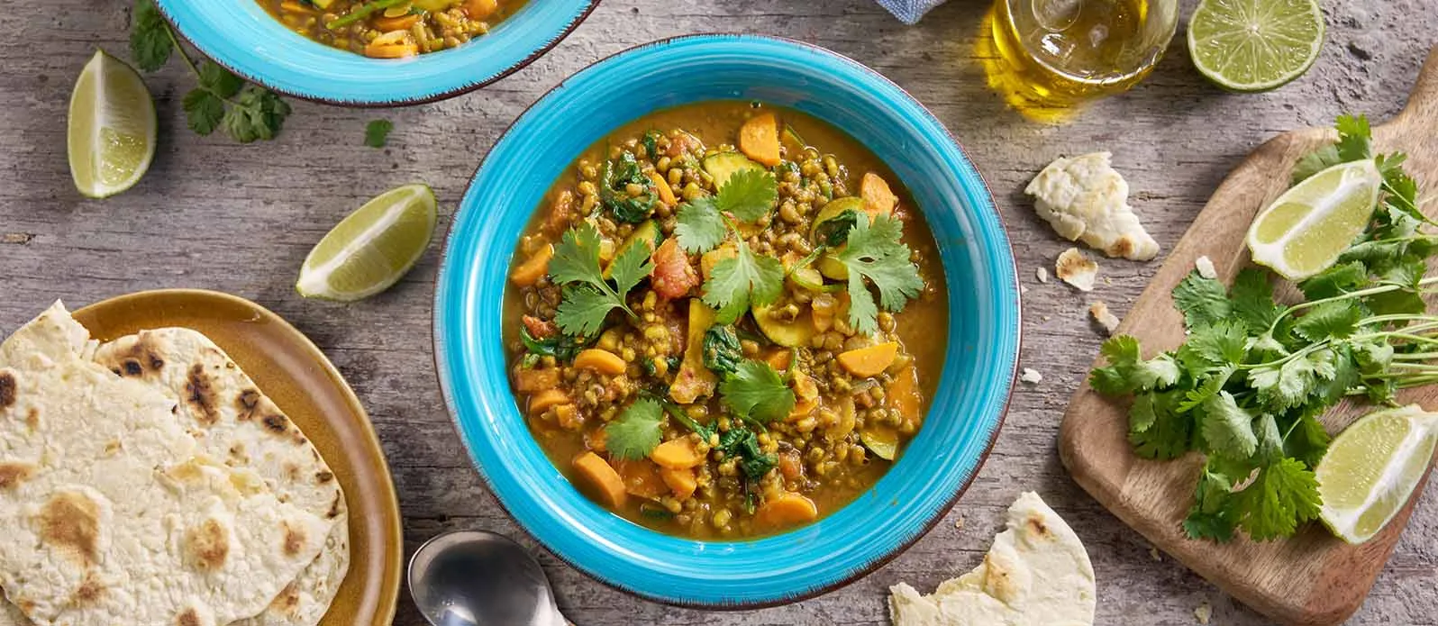 Mung dal vert aux agrumes et aux épinards