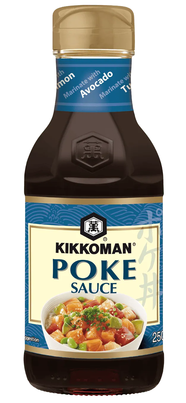 Sauce à base de Sauce Soja et d'huile de sésame, pour salade à base de poisson dite Poke Kikkoman Flacon de 250 ml