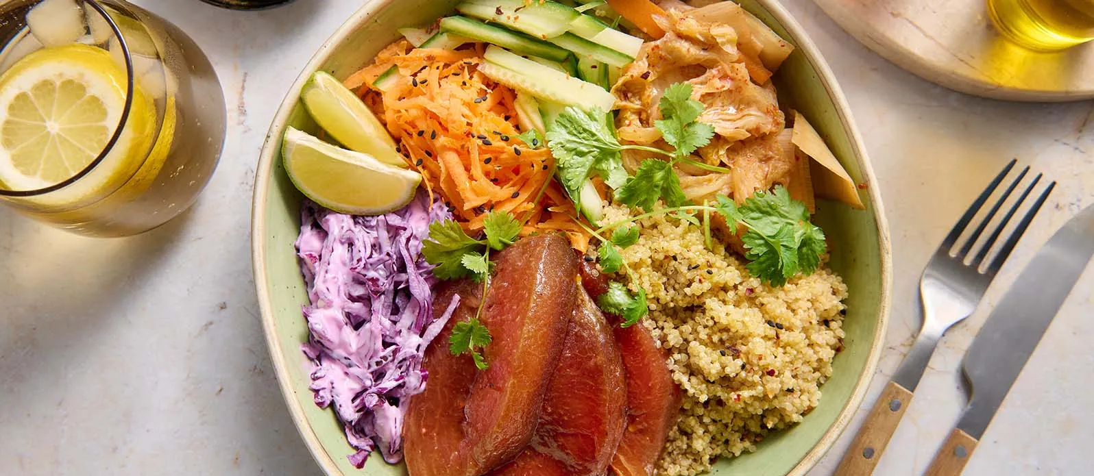 Ceviche de saumon au melon et quinoa