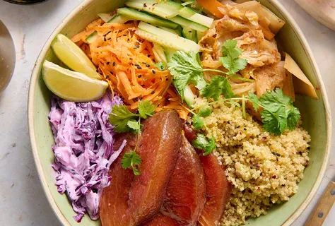 Ceviche de saumon au melon et quinoa