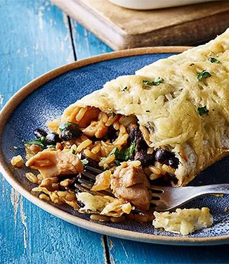 Burritos gratinés au poulet Teriyaki