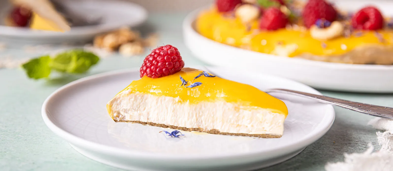 Cheesecake vegan à la mousse de mangue