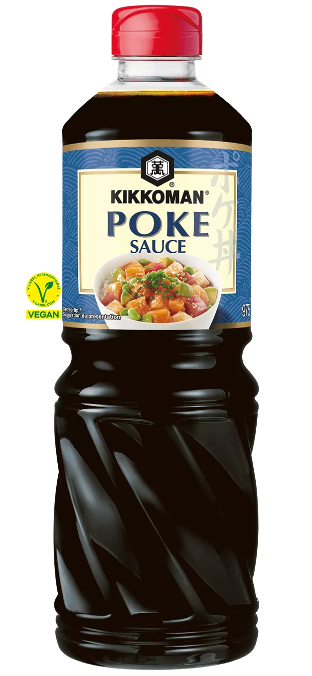 Sauce à base de Sauce Soja et d'huile de sésame, pour salade à base de poisson dite Poke Kikkoman 975 ml en PET