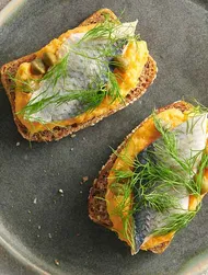 Smørrebrød et mousse de patate douce