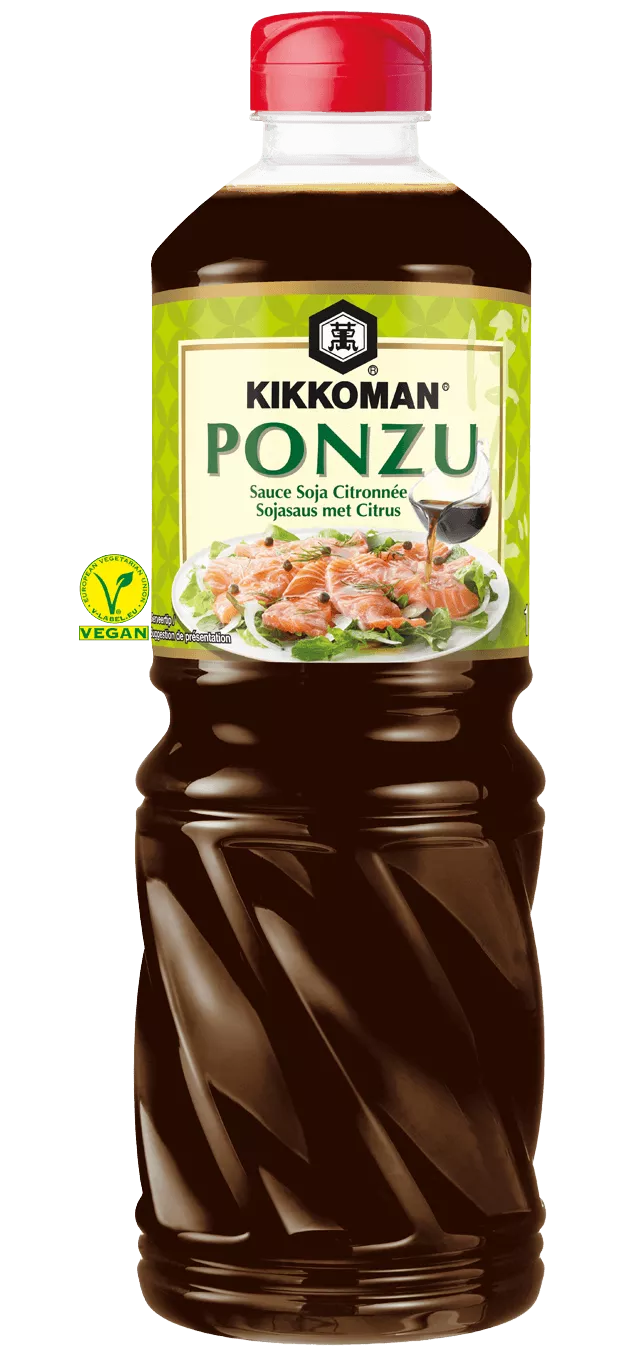 Ponzu - un Mélange de Sauce Soja et Vinaigre, goût Citron Kikkoman 1 L en PET