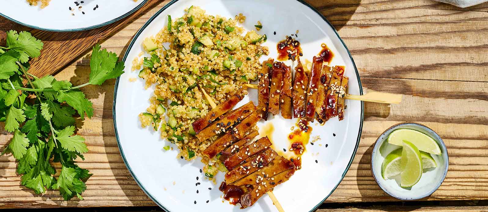 Brochettes de seitan mariné