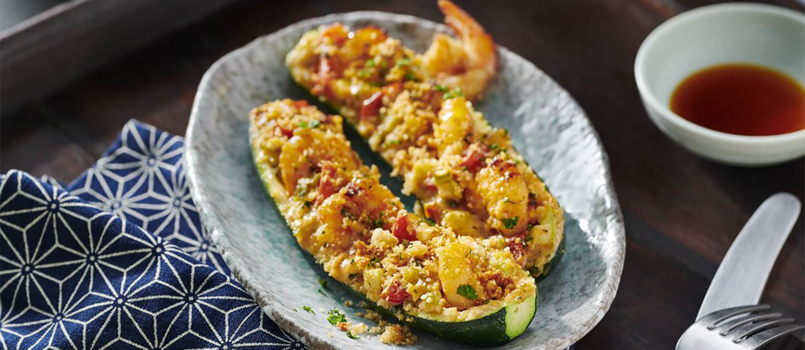 Courgettes Gratinées Aux Crevettes Et à L'ail www.kikkoman.fr